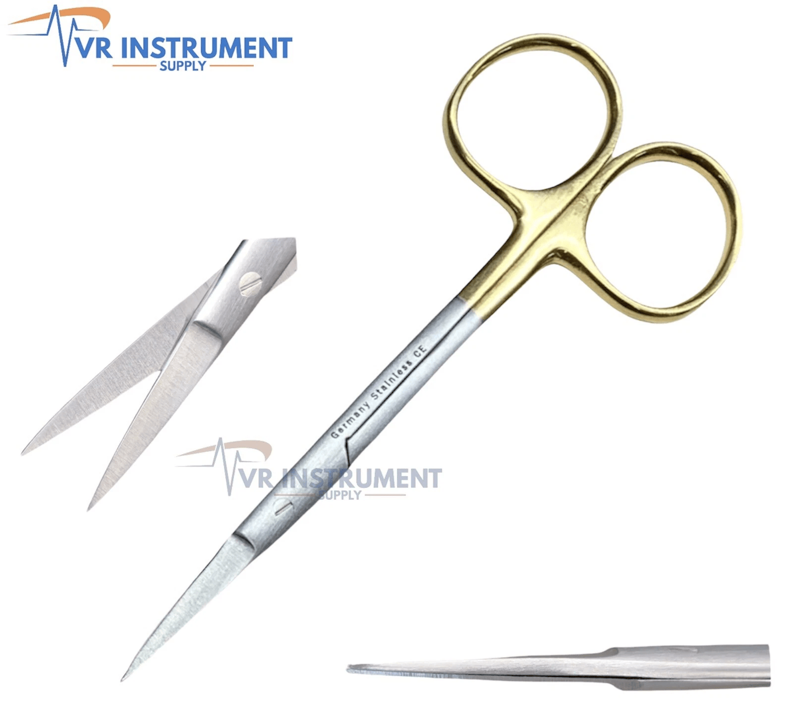 T/C Germany Inserts Operating Dissecting Iris Scissors Straight 4.5" Sharp/Sharp